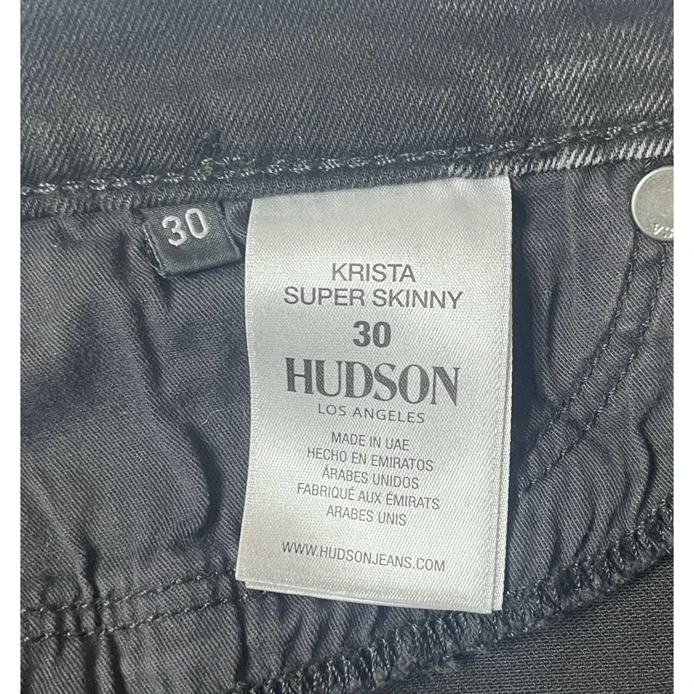 Hudson Jeans Women's 30 Black Krista‎ Super Skinny Raw Wash Biker Grunge Rock